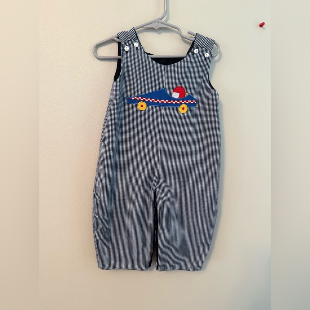 Royal Kidz Reversible Romper With Race Car and Christmas Stocking
